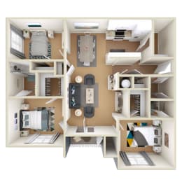 3D 3A Floor Plan at Grand Reserve at Columbus Apartments in Columbus, Georgia, GA