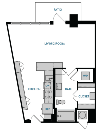 Studio S2 Floorplan,at The Hamilton, Dallas, TX