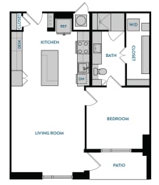1 bed 1 bath A4 Floorplan,at The Hamilton, Dallas, TX 75226
