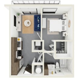 3d rendering of S3 Floor Plan at Hollywood Heights on the Boulevard Luxury apartments in Hollywood, FL