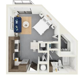 3d rendering of S4 Floor Plan at Hollywood Heights on the Boulevard Luxury apartments in Hollywood, FL