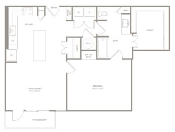 A6 floor plan of Knox Heights in Dallas, TX