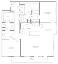 B5 floor plan of Knox Heights in Dallas, TX