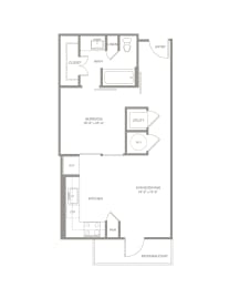 E1 floor plan of Knox Heights in Dallas, TX