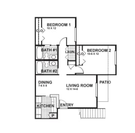 B2W floor plan of Oaks of Denton in Denton, TX