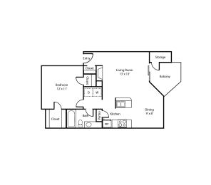 2D A2 Floorplan at Polaris Apartment Homes in Irving, Texas, TX