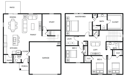 Spruce - 4 Bedroom 2.5 Bath 2,279 Sq. Ft. Floor Plan at Presidential Heights Rental Homes in Manor, TX