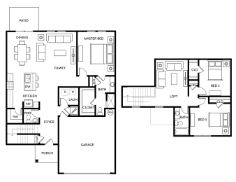 Hickory - 3 Bedroom 2.5 Bath 1,928 Sq. Ft. Floor Plan