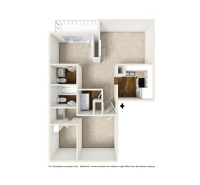 A3 3D floor plan of Preston Villas in Dallas, TX