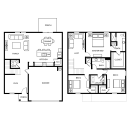 Redbud Floor Plan - 3 Bed/2.5 Bath - 2060 SF