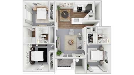 3x3 floor plan at Reflections in Gainesville, FL