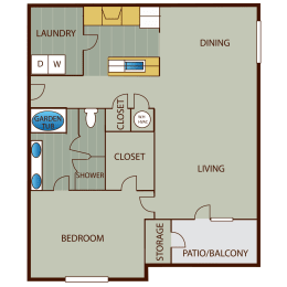  Floor Plan 1 Bedroom