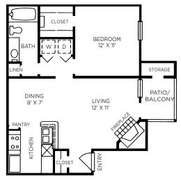 St. Tropez Floor Plan at The Players Club of Brentwood Apartments in Nashville, Tennessee