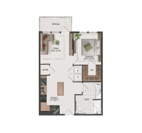 1 Bedroom, 1 Bathroom, 690 Square Feet - A2-ANSI A Floorplan at St. Elmo Apartments in Austin, TX