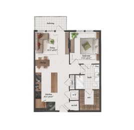 1 Bedroom, 1 Bathroom, 750 Square Feet - A3 Floorplan at St. Elmo Apartments in Austin, TX