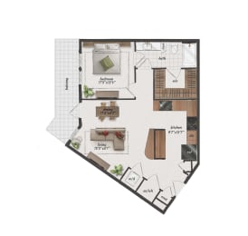 1 Bedroom, 1 Bathroom, 771 Square Feet - A4 Floorplan at St. Elmo Apartments in Austin, TX