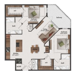 2 Bedroom, 2 Bathroom, 1238 Square Feet - B6 Floorplan at St. Elmo Apartments in Austin, TX