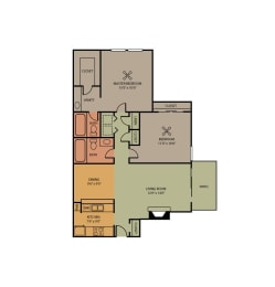 Swaney floor plan of Pavilion Apartment in Arlington, TX