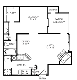 Tahoe Floor Plan at The Players Club of Brentwood Apartments in Nashville, Tennessee
