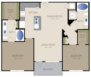 Norfolk Floor Plan at The Grand at Upper Kirby | Apartments in Houston, TX