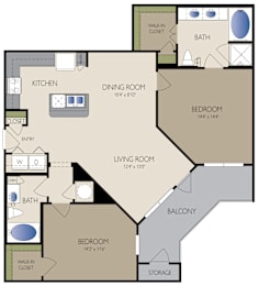 Timmons Floor Plan at The Grand at Upper Kirby | Apartments in Houston, TX