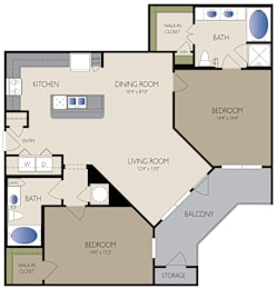Weslayan Floor Plan at The Grand at Upper Kirby | Apartments in Houston, TX