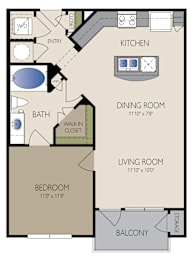 Cummins Floor Plan at The Grand at Upper Kirby | Apartments in Houston, TX