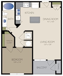 Essex Floor Plan at The Grand at Upper Kirby | Apartments in Houston, TX