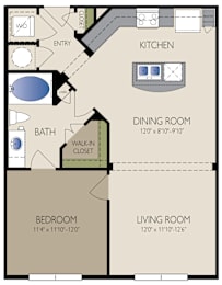Drexel Floor Plan at The Grand at Upper Kirby | Apartments in Houston, TX