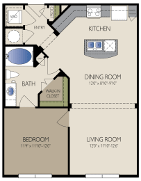 Dubai Floor Plan at The Grand at Upper Kirby | Apartments in Houston, TX