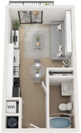 Studio Floor Plan at Twenty2 West, Florida, 33155