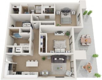 2 bedroom 2 bath Thirty2 Floor Plan at Twenty2 West, West Miami, FL