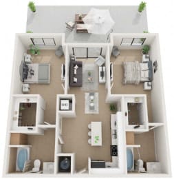 2 Bedroom 2 Bathroom Twenty7 Floor Plan at Twenty2 West, West Miami
