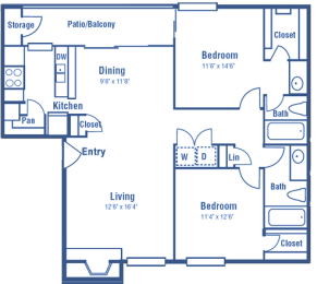 B2 floor plan of Westdale Pointe in Austin, TX