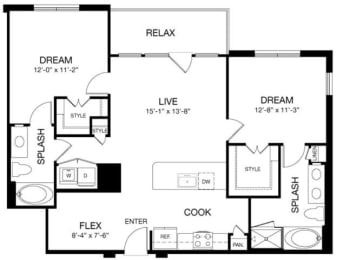 Allusion at West University B2 Floor Plan, Houston, TX