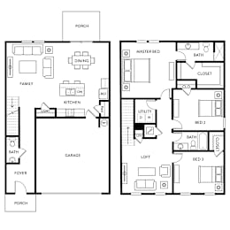 Verbena floor plan - 3 beds 2 baths