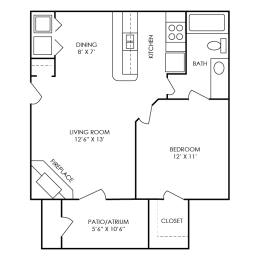 King Floor Plan at Waterford Place Apartments in Atlanta, Georgia, GA