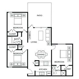 Floor Plan B3 at Woodlands of Plano Apartments in Plano, TX
