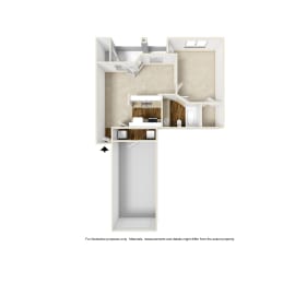 A2 3D floor plan of La Costa Apartment in Plano, TX