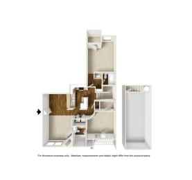 B4 3D floor plan of La Costa Apartment in Plano, TX