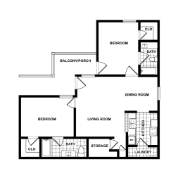 B1 floor plan of Sabal Point Apartments in Pineville, NC