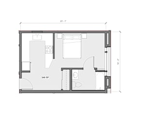 Floor Plan  A floor plan of a room with dimensions and furniture layout.