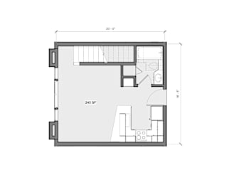 Floor Plan  A floor plan drawing of a room with dimensions and furniture layout.