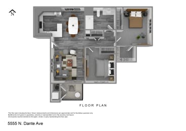 simulated floor plan for a 559 n dante ave