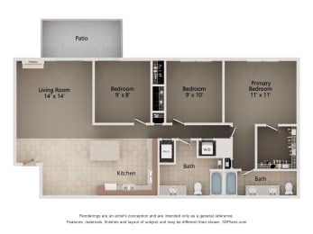  Floor Plan Three Bedroom