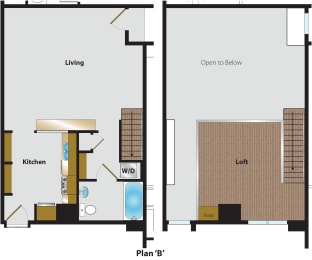 Floor Plan  1 Bedroom Loft Floor Plan B