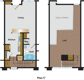 Floor Plan  1 Bedroom Loft Floor Plan C