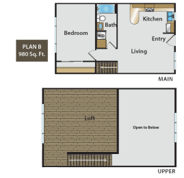 Floor Plan  1 Bedroom Loft Floor Plan
