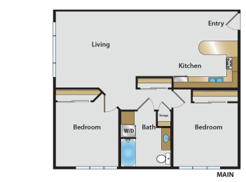 Floor Plan  the floor plan of a small apartment with a bedroom and a living room