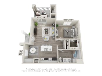 1x1 3D Floor Plan